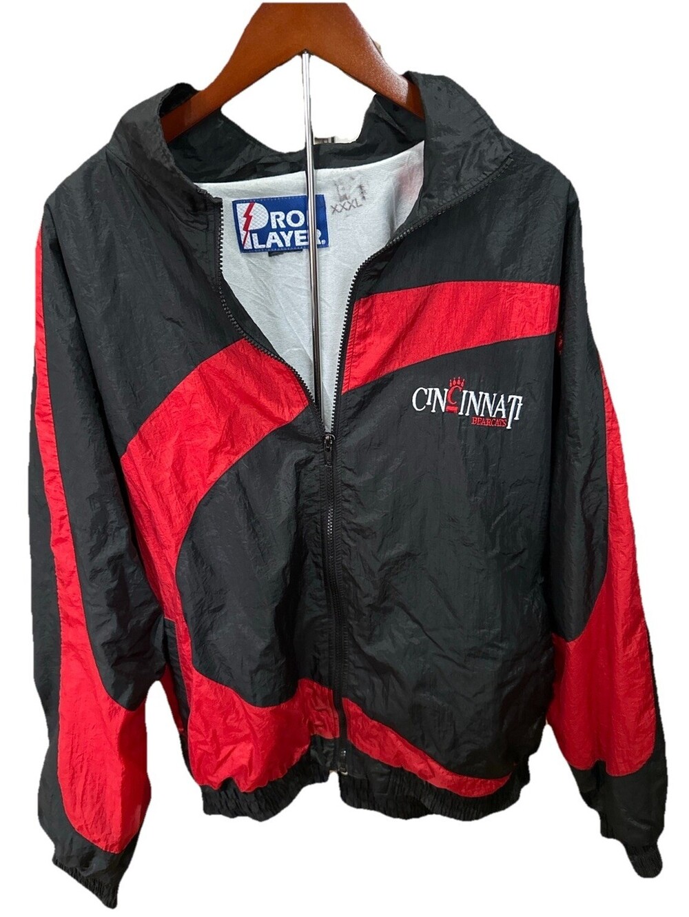 VTG Pro Player Cincinnati Bearcats Windbreaker Jacket Black Red NCAA Mens XXXL
